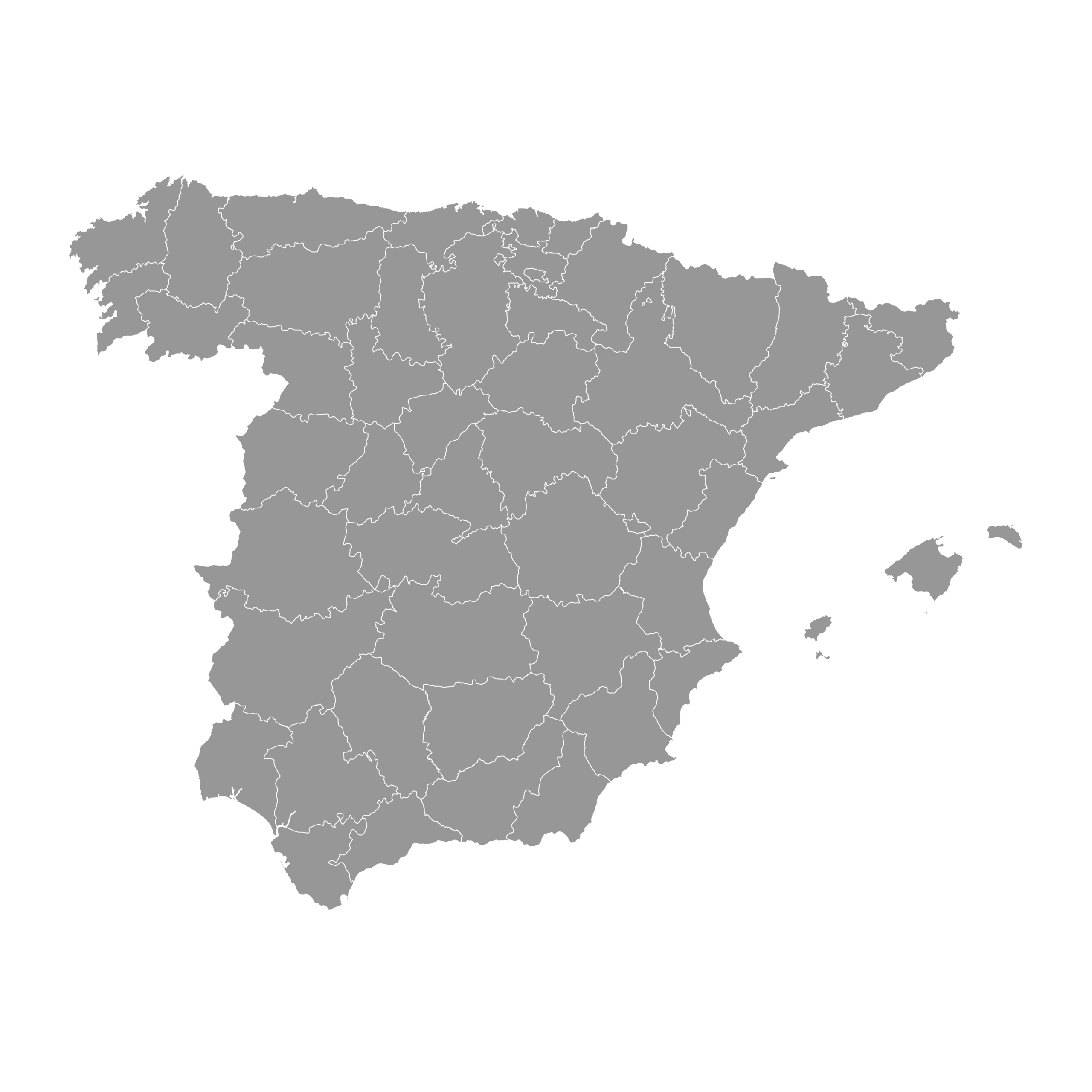 Mapa de España con zonas con reseñas VeCy
